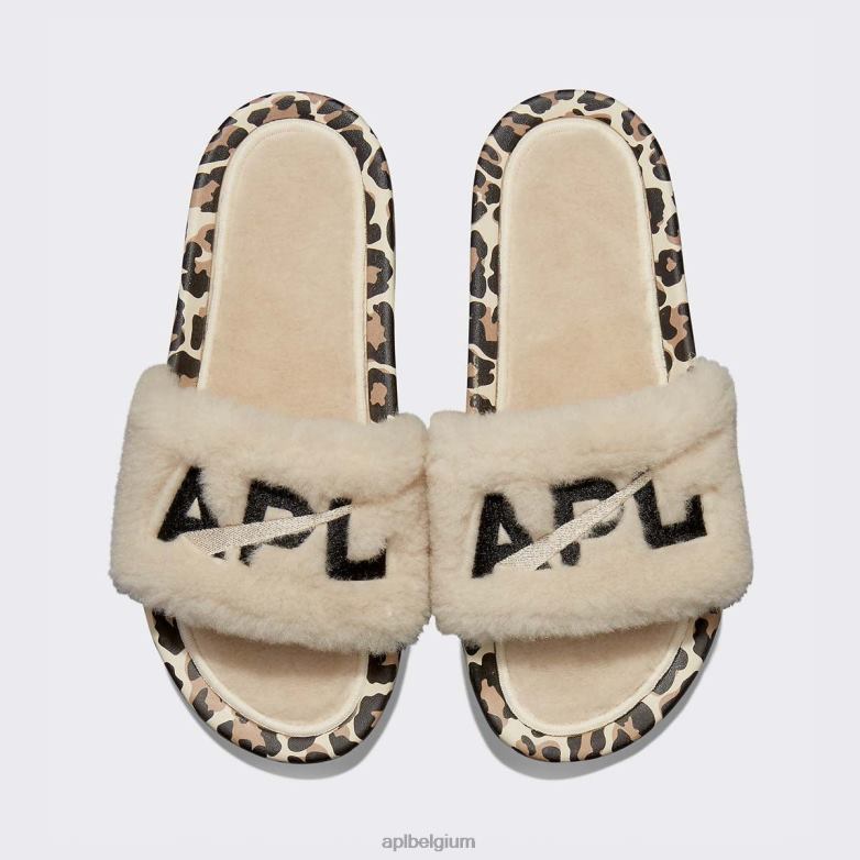 vrouwen shearling glijbaan 406TH606 dia's perkament/zwart/luipaard APL