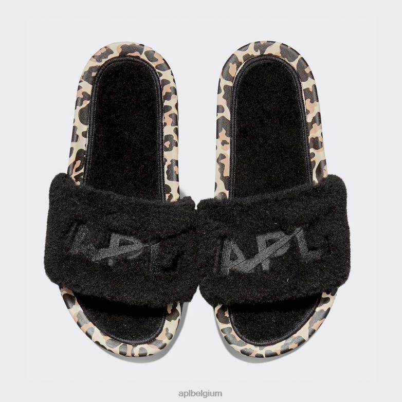 vrouwen shearling glijbaan 406TH608 dia's zwart/luipaard APL